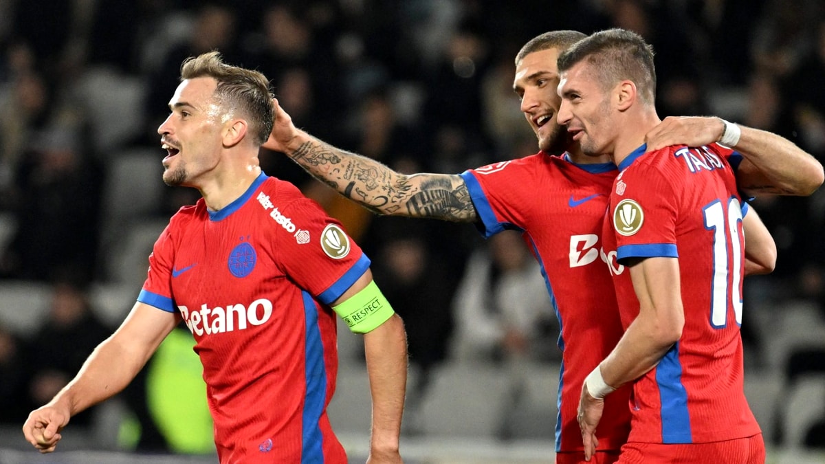 Bomber Darius Olaru, căpitanul FCSB, a marcat dubla împotriva U Cluj și a sărbătorit ca Ronaldo