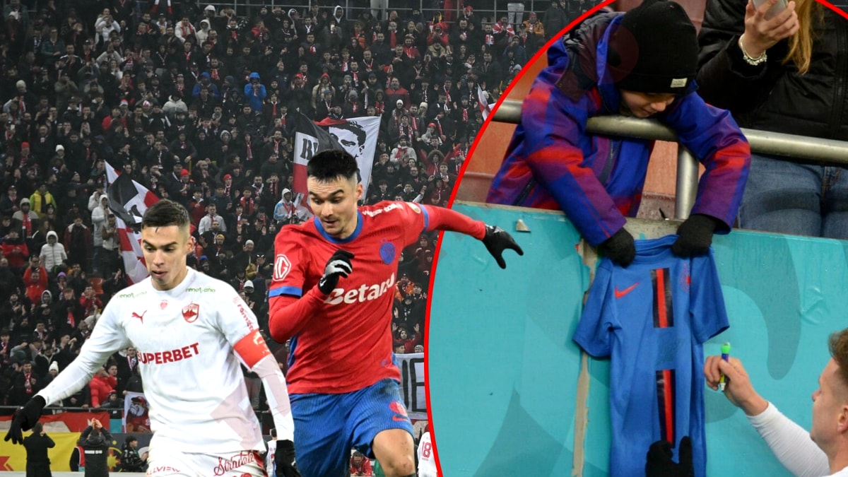 Imaginea serii pe Arena Națională: jucătorul Dinamo a semnat autograf pe tricoul FCSB după derby, fotografie exclusivă