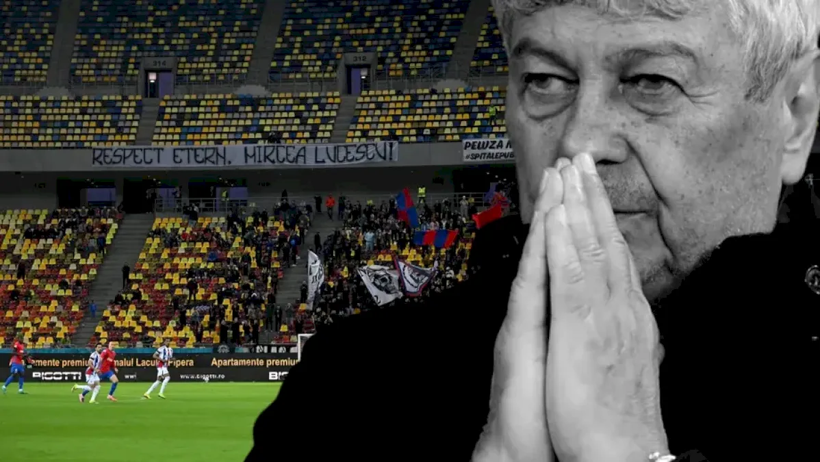Rușine absolută la Arena Națională înainte de FCSB -Oțelul 4-0. Cum a apărut poza lui Mircea Lucescu pe tabela de marcaj. Foto