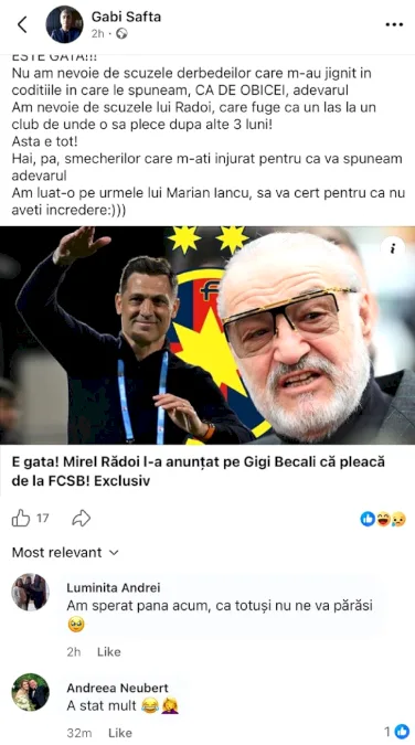 Soția lui Thomas Neubert, reacție tranșantă după plecarea lui Mirel Rădoi de la FCSB