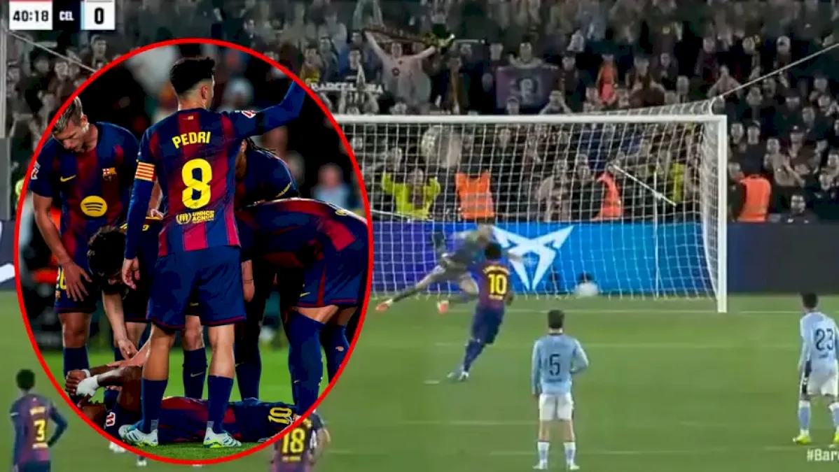 Lamine Yamal l-a învins pe Ionuț Radu și s-a accidentat la aceeași fază! Motivul pentru care Barcelona  Celta Vigo a fost întrerupt minute în șir imediat după