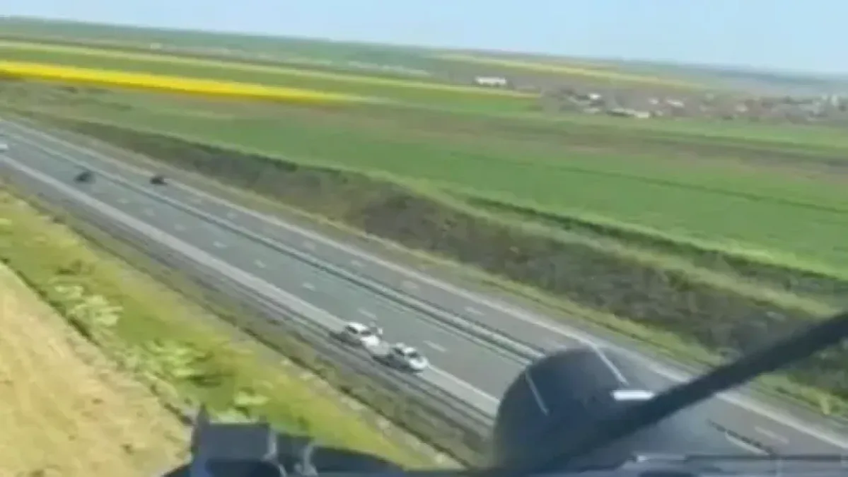Urmărire ca în filme pe Autostrada Soarelui, de 1 Mai! Tânăr de 19 ani, prins cu ajutorul unui elicopter după ce a fugit de poliție