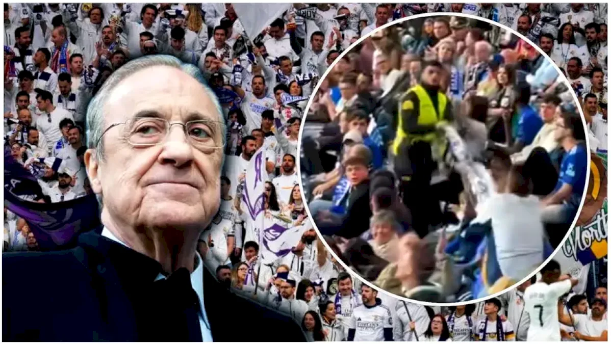 Afară!. Santiago Bernabeu se revoltă împotriva lui Florentino Perez. Bannerul apărut în tribune la Real Madrid  Oviedo. Foto