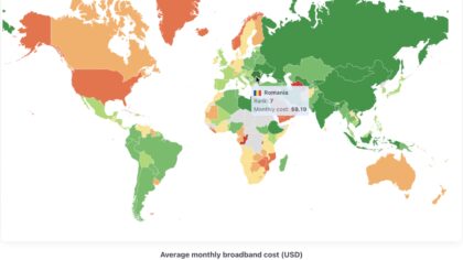Costul internetului pentru români, față de alte țări, Iran și Ucraina au facturi mici