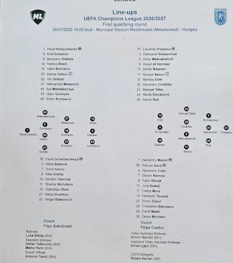 Universitatea Craiova versus Vitebsk în turul I preliminar al Champions League