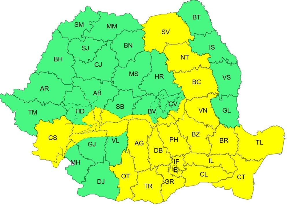 Harta județelor lovite de furtuni